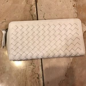White Woven Leather Wallet